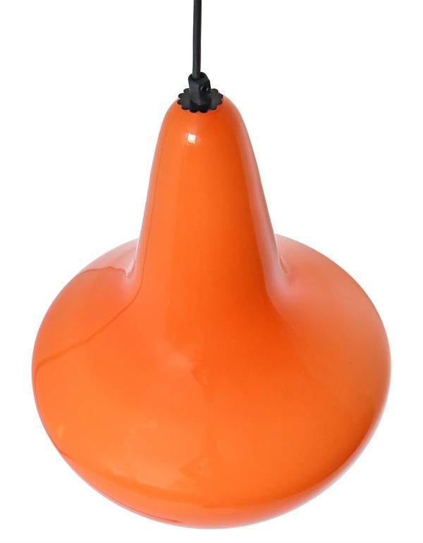 Hanging lamp in orange opaline from the 1960s