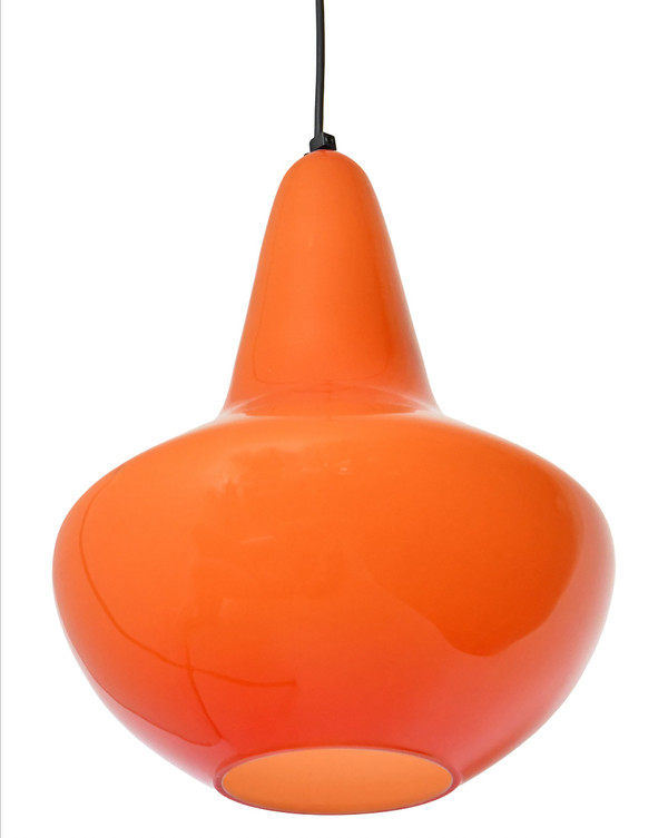 Hanging lamp in orange opaline from the 1960s