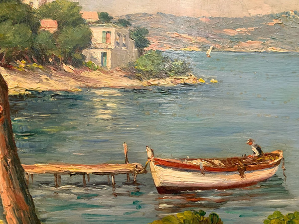 Marine, Hyères, signiert: Adolpe Caumette, um 1960, Côte d'Azur