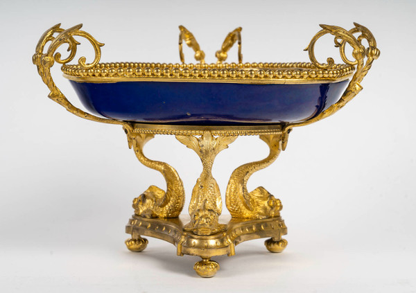 A Sévres porcelain bowl with beautiful gilt bronze ornamentation, late 19th century