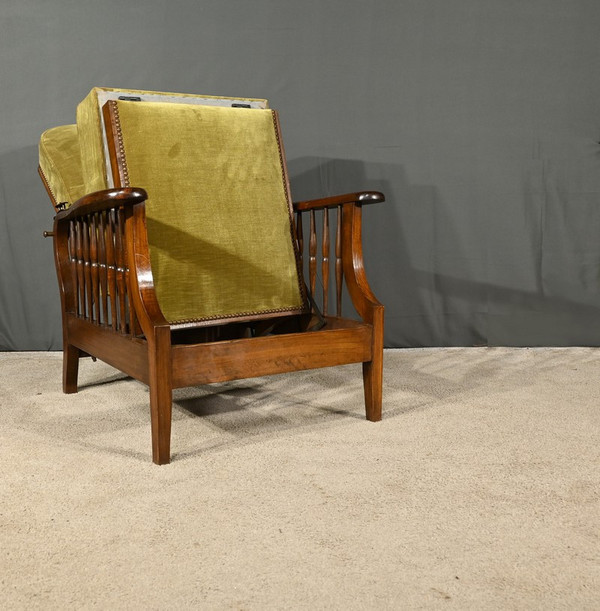 Fauteuil Morris en Hêtre, Art & Craft, Angleterre – 1920