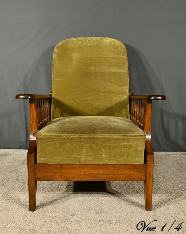 Fauteuil Morris en Hêtre, Art & Craft, Angleterre – 1920