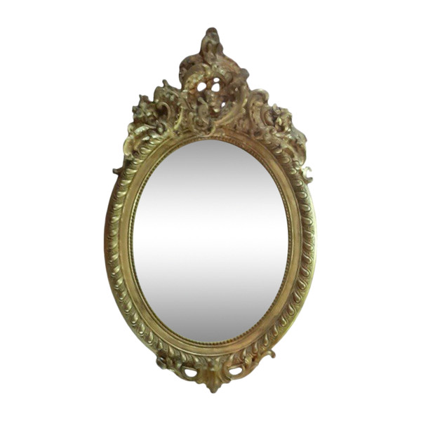 Oval gilded wood mirror