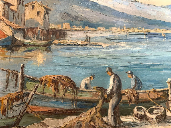 Martigues, signé Jodeph Guenard, vers 1950/60, Paysage Provençale, Méditerranée.