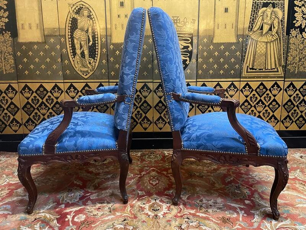 Pair of Louis XV cabriolet armchairs - Regency