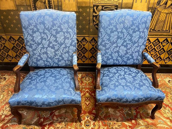 Pair of Louis XV cabriolet armchairs - Regency