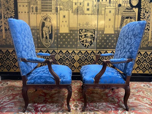 Pair of Louis XV cabriolet armchairs - Regency