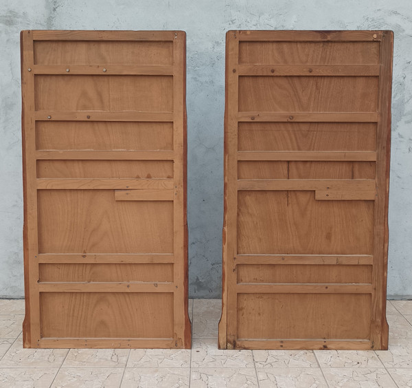 Wall-mounted coat racks, pair of vintage oak checkrooms