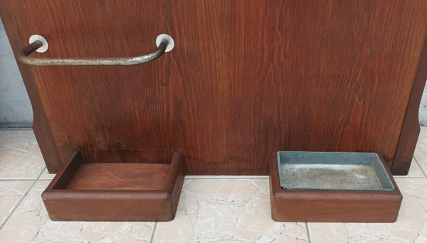 Wall-mounted coat racks, pair of vintage oak checkrooms