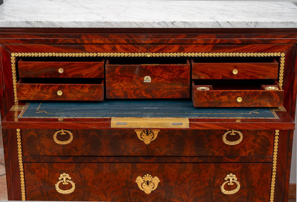 Antique French Charles X chest of drawers, 19th century.