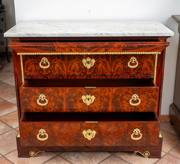 Antique French Charles X chest of drawers, 19th century.