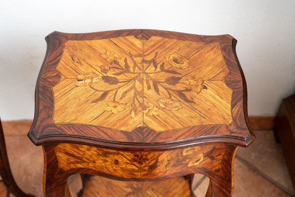 Pair of Napoleon III French bedside tables, early 20th century.