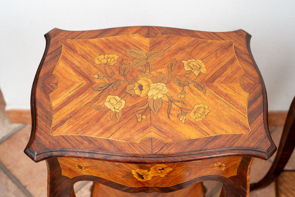 Pair of Napoleon III French bedside tables, early 20th century.