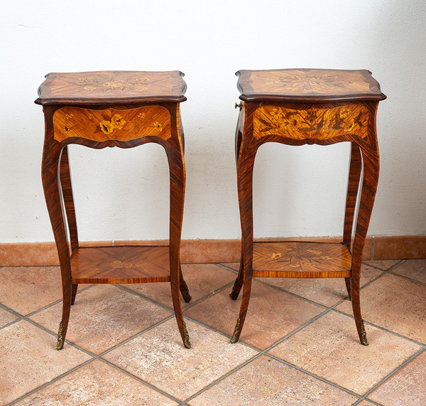 Pair of Napoleon III French bedside tables, early 20th century.