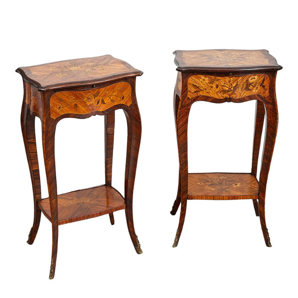 Pair of Napoleon III French bedside tables, early 20th century.