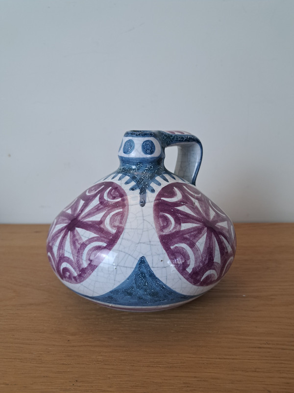 Arcadio Blasco Et Carmen Perujo , Ceramic Pitcher , Signed , Spain , 1970s .