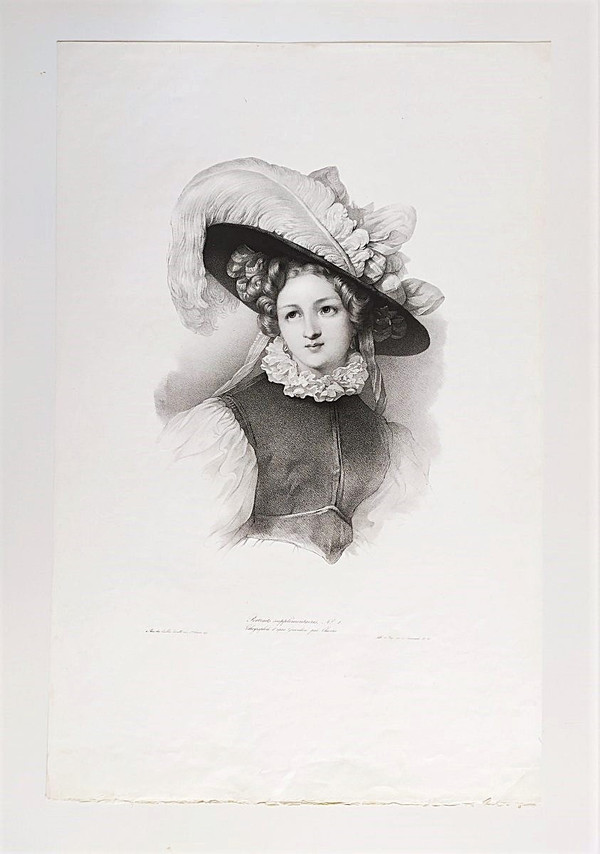 Grevedon Portrait Of A Lady Lithograph 19th Century Old Print