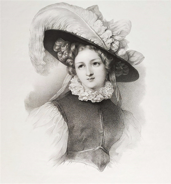 Grevedon Portrait Of A Lady Lithograph 19th Century Old Print