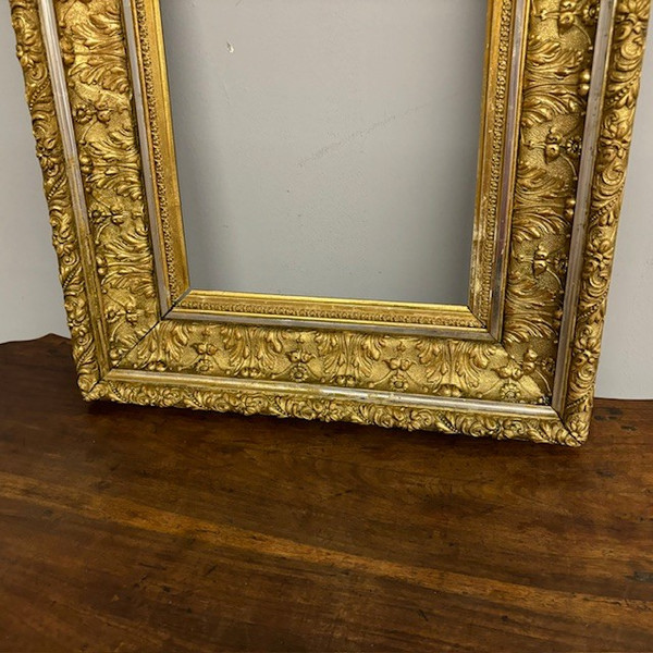 Antique gold and silver leaf frame 19th century . Mis 69 x 54 . Useful interior 47 x 33 , 50