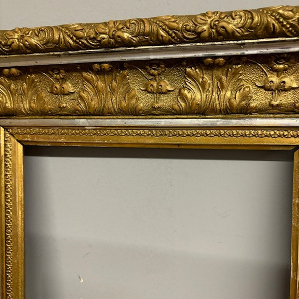 Antique gold and silver leaf frame 19th century . Mis 69 x 54 . Useful interior 47 x 33 , 50