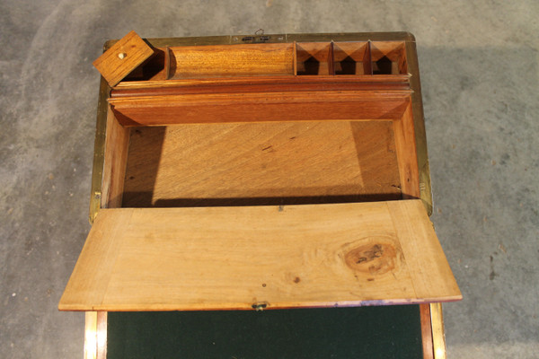 Charles X conversion travel desk in burr walnut, 19th century