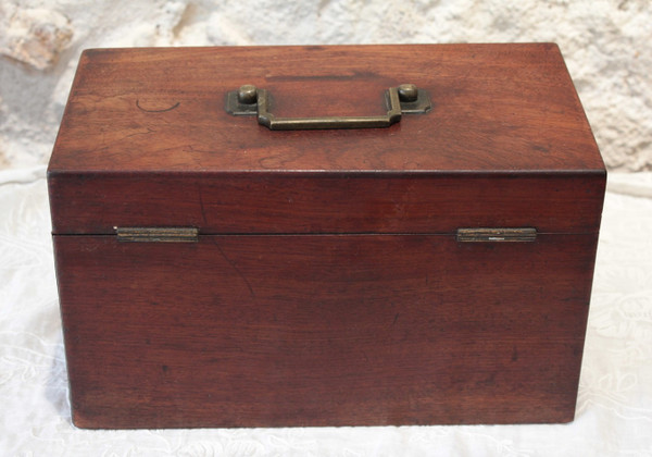 English tea chest with glass mixer 19th century