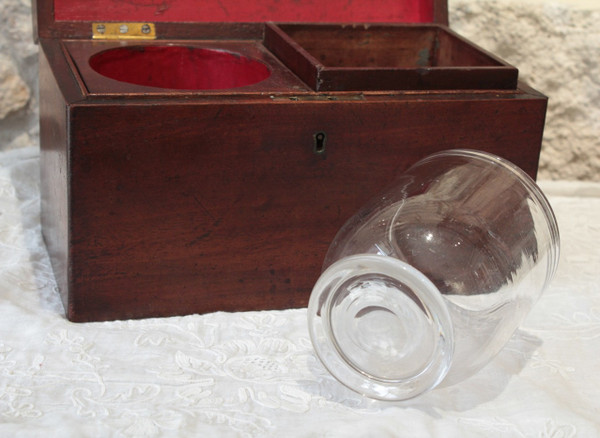 English tea chest with glass mixer 19th century