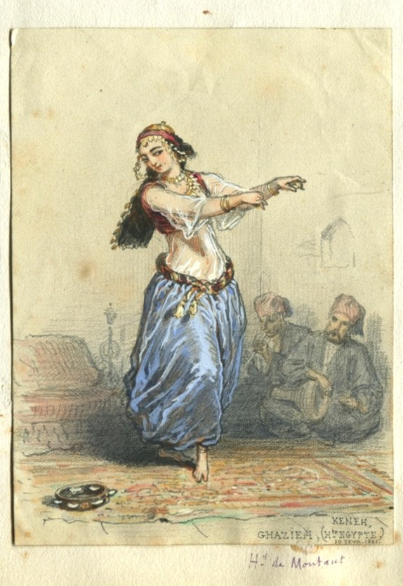 Henri DE MONTAUT (1825-1890) Oriental dancer - Early Orientalist drawing