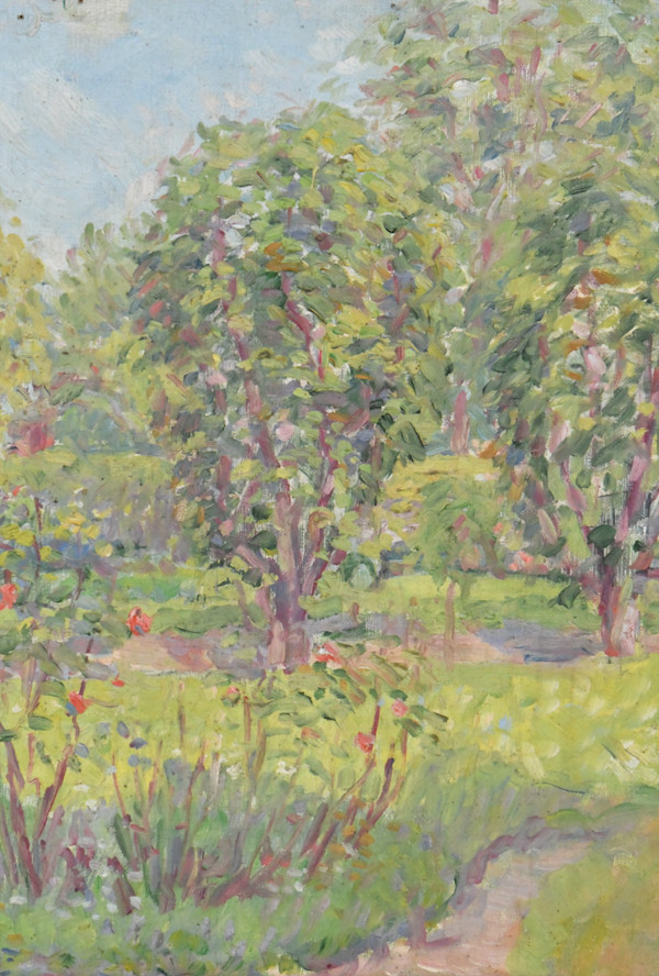 Maurice Léan (XXe) Le jardin en fleur Huile sur toile 