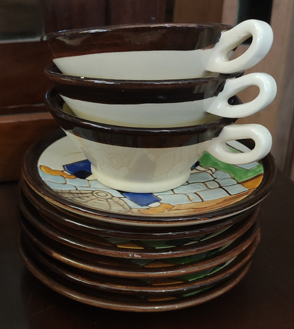 Old Georges Renaud HB Quimper coffee tableware set