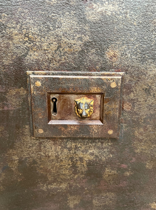 Metal and wood safe by Fournier Ainé, France 1900