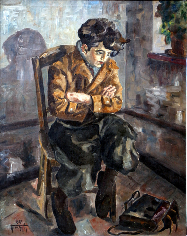 Hanne Tartter 1937: Seated adolescent, large oil on canvas