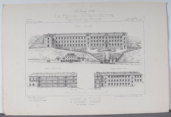 Architecture, Set of 3 engravings, 31x46 cm, early 20th century