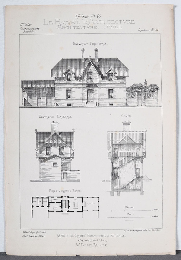 Architecture, Set of 3 engravings, 31x46 cm, early 20th century