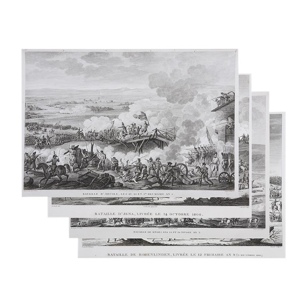 Set of 4 engravings from the early 19th century, Napoleon Bonaparte, 33x45cm, the great battles