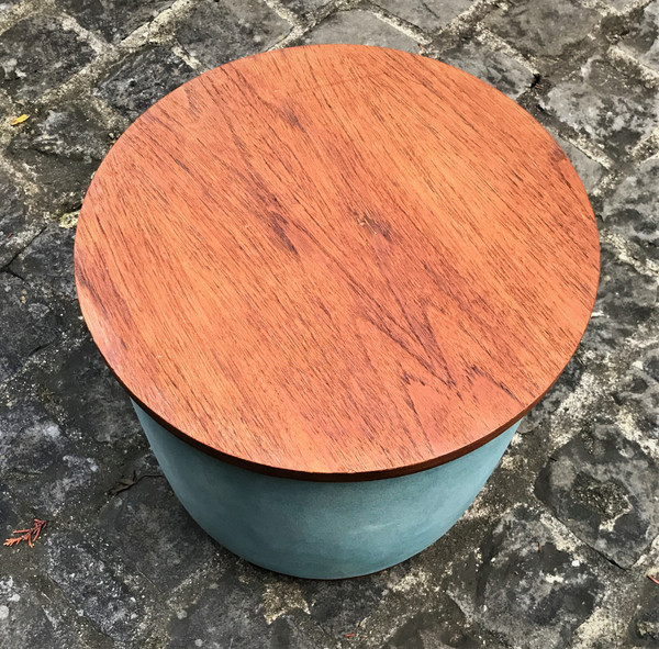 Pair of “drum” tables, end tables, bedside tables by Roger Landault, designed around 1950