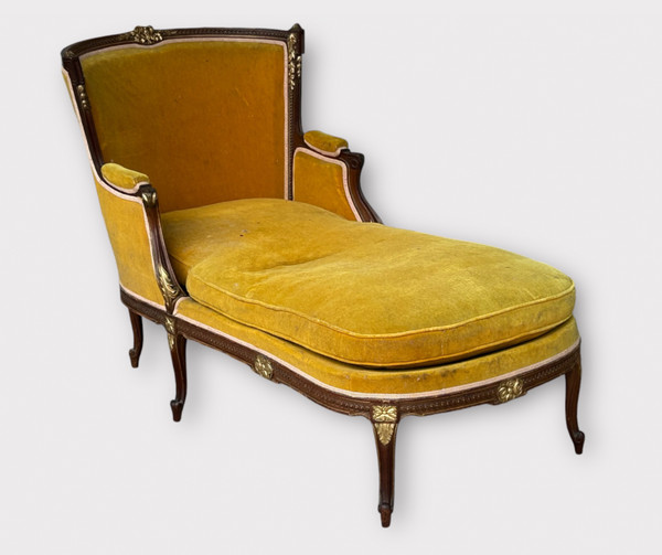 Louis XVI Style Bench - Chaise Longue - Daybed in Mahogany from the Napoleon III Period