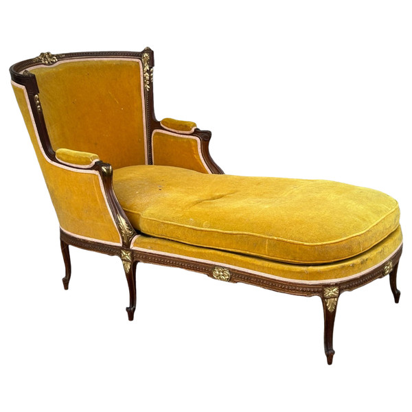 Louis XVI Style Bench - Chaise Longue - Daybed in Mahogany from the Napoleon III Period