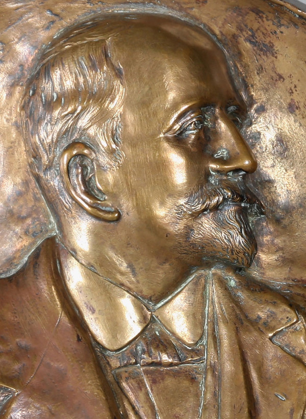 Bronze 28 cm, by D. Houssat Bordanave, 1908, portrait, bas relief, medal