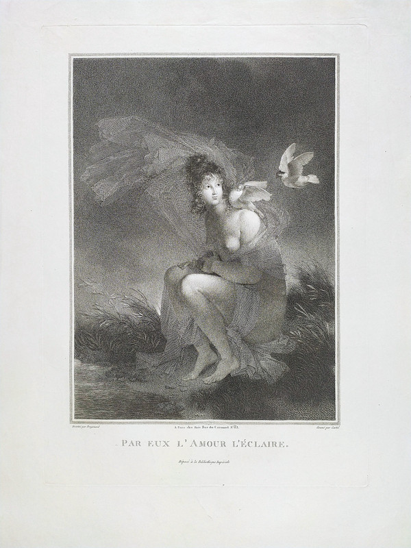 Etching Neoclassical Engraving Portrait Of A Lady Female Nude After Fragonard 19th C  Old Print