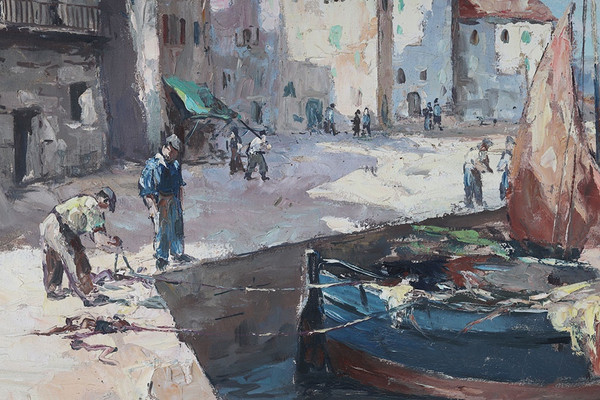 Martigues, 120 cm, Marcel MASSON (Antoine BLANCHARD) 1910/1988, Côte d’Azur, Französische Schule