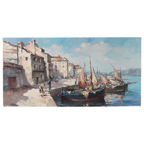 Martigues, 120 cm, Marcel MASSON (Antoine BLANCHARD) 1910/1988, Côte d’Azur, Französische Schule