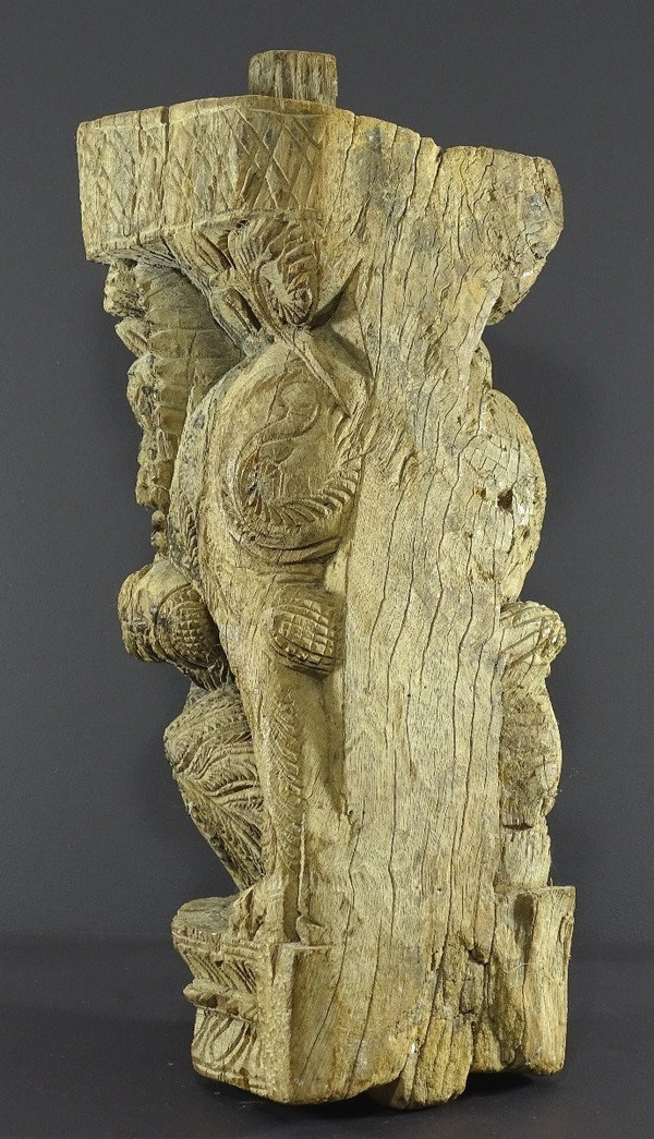 India, Tamil Nadu Region, 17th-18th Century, Wooden Architectural Element Representing a Yali.