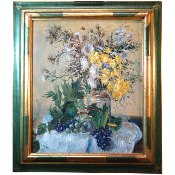 French school 20th century. Bouquet of flowers. Oil on panel. Signed Leas