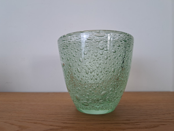 Daum, Nancy, Vase, grünes Blasenkristall, um 1950.