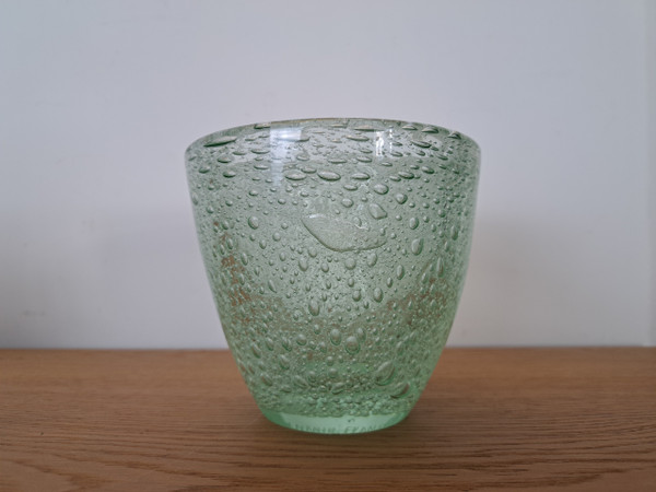 Daum, Nancy, Vase, grünes Blasenkristall, um 1950.