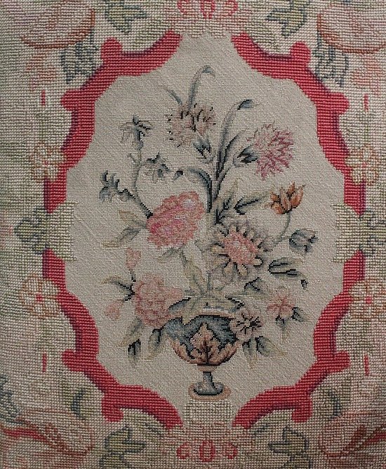 Armchair in Ash and cross stitch, Regency period - Early 18th century