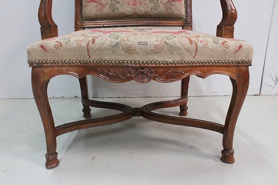 Armchair in Ash and cross stitch, Regency period - Early 18th century