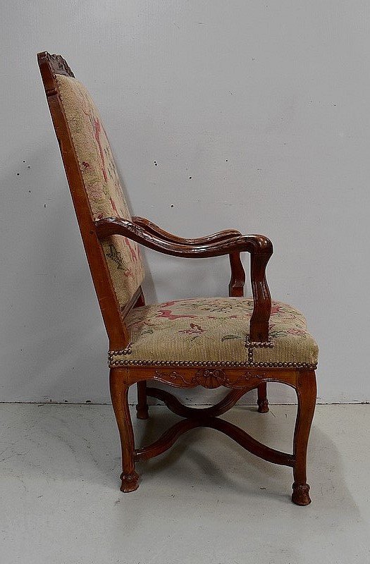 Armchair in Ash and cross stitch, Regency period - Early 18th century