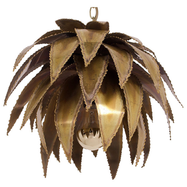 Agave brass pendant light Maison Jansen